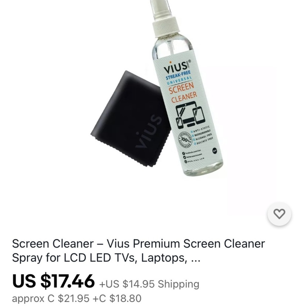 Vius screen cleaner with cleaning cloth